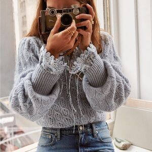 J.Crew Balloon-sleeve cable-knit sweater